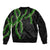 Hawaii Maile Lei Sleeve Zip Bomber Jacket Aloha Black Color