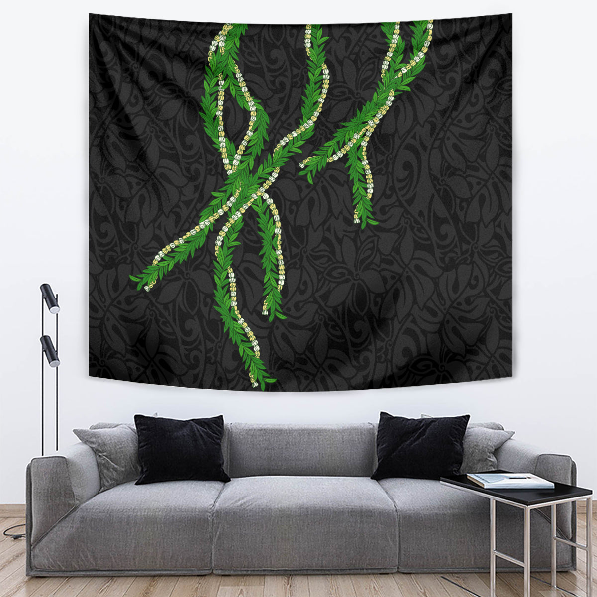 Hawaii Maile Lei Tapestry Aloha Black Color LT03 Black - Polynesian Pride