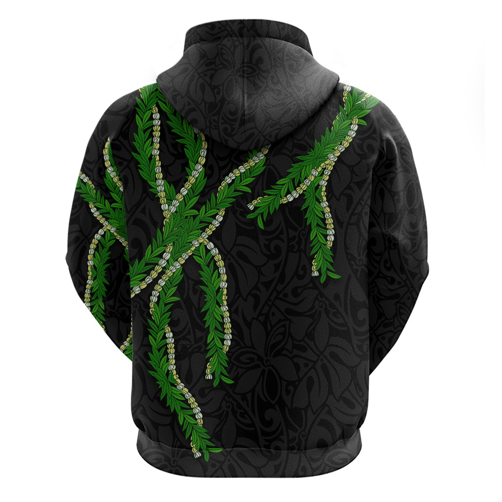 Hawaii Maile Lei Zip Hoodie Aloha Black Color
