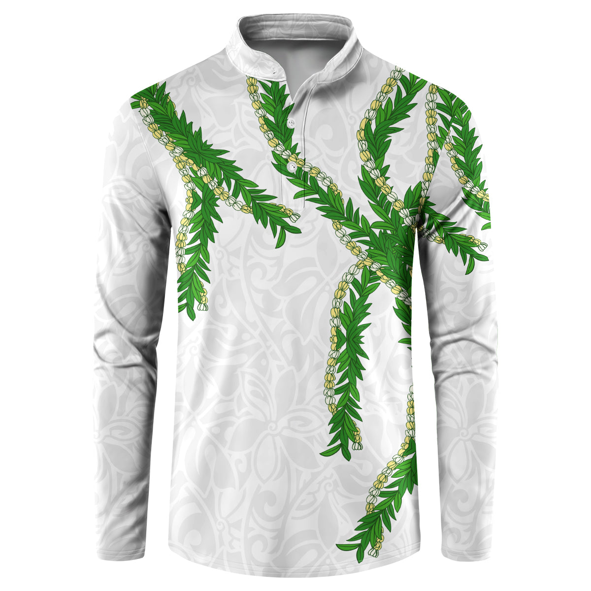 Hawaii Maile Lei Button Sweatshirt Aloha White Color