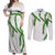 Hawaii Maile Lei Couples Matching Off Shoulder Maxi Dress and Long Sleeve Button Shirt Aloha White Color