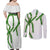 Hawaii Maile Lei Couples Matching Off Shoulder Maxi Dress and Long Sleeve Button Shirt Aloha White Color