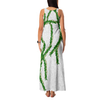 Hawaii Maile Lei Family Matching Tank Maxi Dress and Hawaiian Shirt Aloha White Color