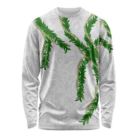Hawaii Maile Lei Long Sleeve Shirt Aloha White Color