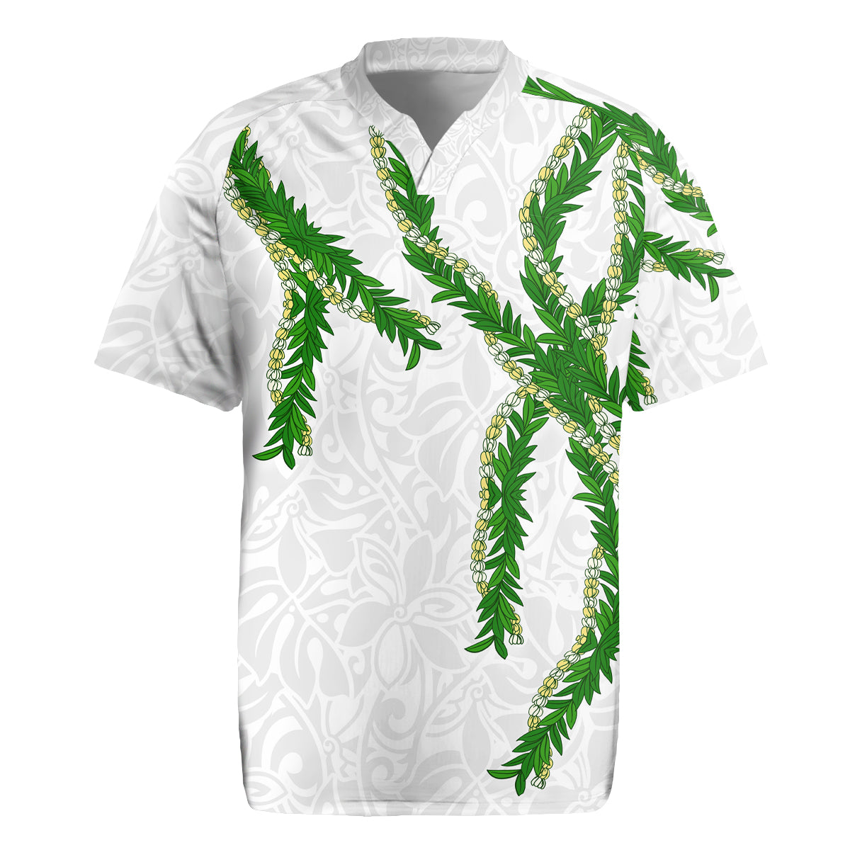 Hawaii Maile Lei Rugby Jersey Aloha White Color LT03 White - Polynesian Pride