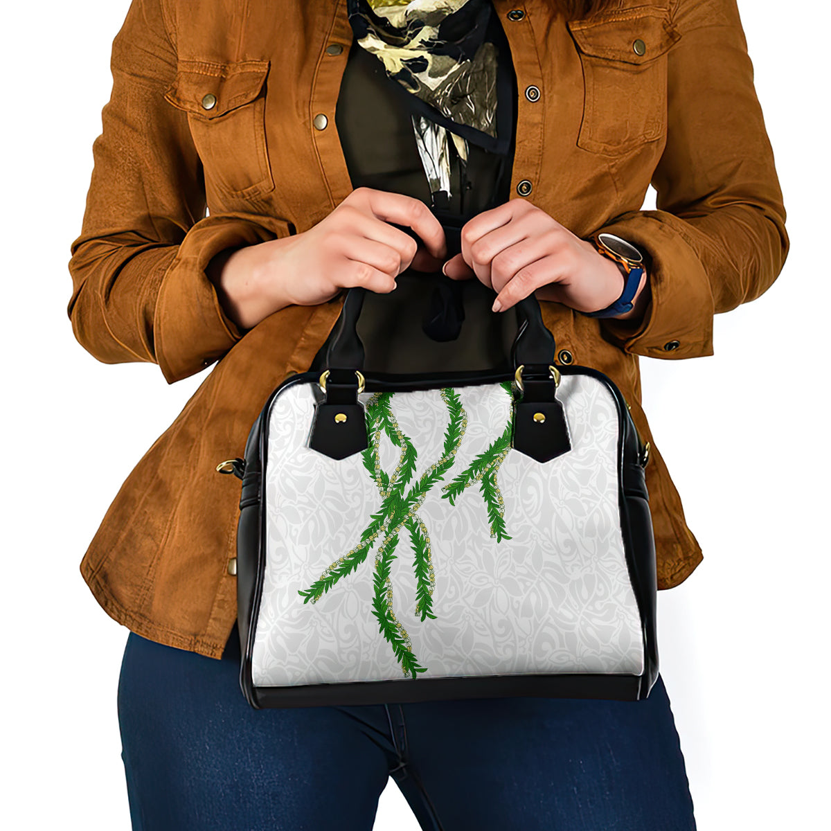 Hawaii Maile Lei Shoulder Handbag Aloha White Color