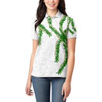 Hawaii Maile Lei Women Polo Shirt Aloha White Color