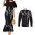 Hawaii Maile Lei Couples Matching Mermaid Dress and Long Sleeve Button Shirt Aloha Grayscale Color