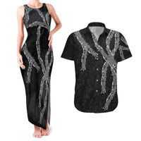 Hawaii Maile Lei Couples Matching Tank Maxi Dress and Hawaiian Shirt Aloha Grayscale Color LT03 Grayscale - Polynesian Pride