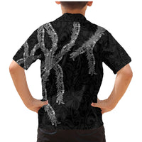 Hawaii Maile Lei Family Matching Mermaid Dress and Hawaiian Shirt Aloha Grayscale Color