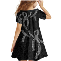 Hawaii Maile Lei Family Matching Mermaid Dress and Hawaiian Shirt Aloha Grayscale Color