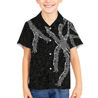 Hawaii Maile Lei Family Matching Off Shoulder Short Dress and Hawaiian Shirt Aloha Grayscale Color LT03 Son's Shirt Grayscale - Polynesian Pride