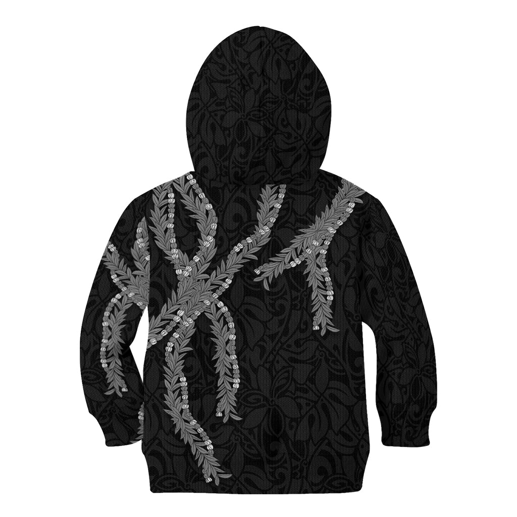Hawaii Maile Lei Kid Hoodie Aloha Grayscale Color