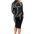 Hawaii Maile Lei Long Sleeve Bodycon Dress Aloha Grayscale Color
