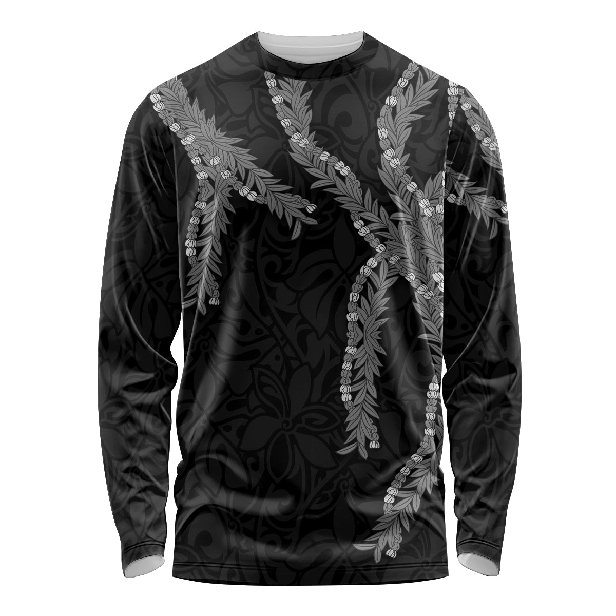 Hawaii Maile Lei Long Sleeve Shirt Aloha Grayscale Color LT03 Unisex Grayscale - Polynesian Pride