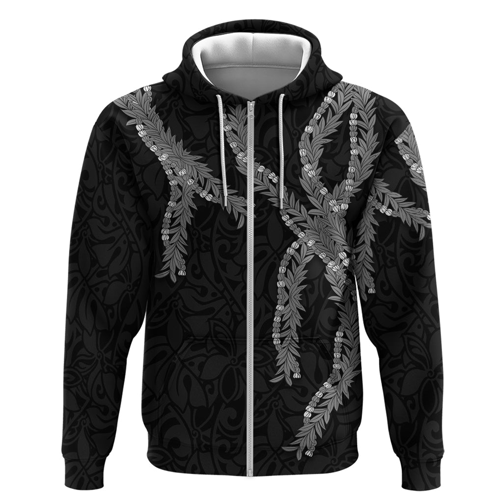 Hawaii Maile Lei Zip Hoodie Aloha Grayscale Color LT03 Zip Hoodie Grayscale - Polynesian Pride