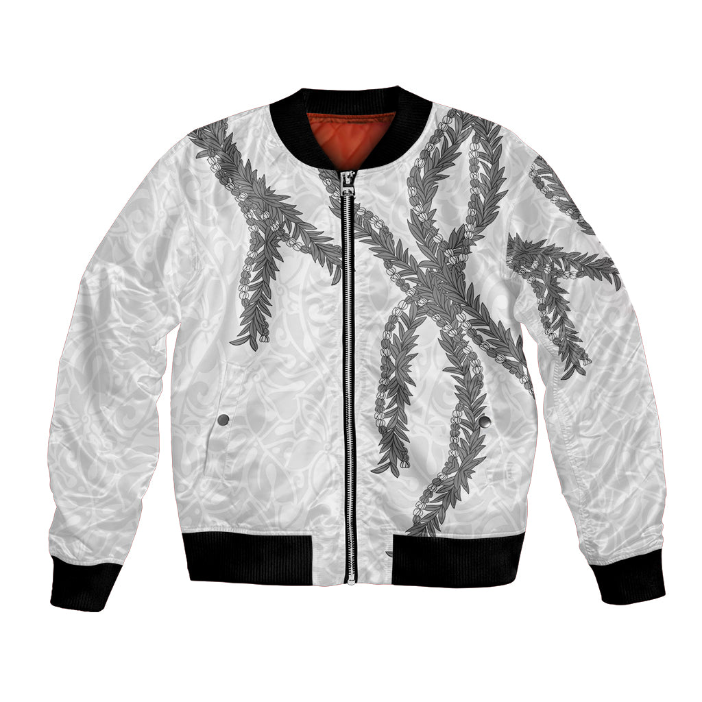 Hawaii Maile Lei Bomber Jacket Aloha The Grey Color