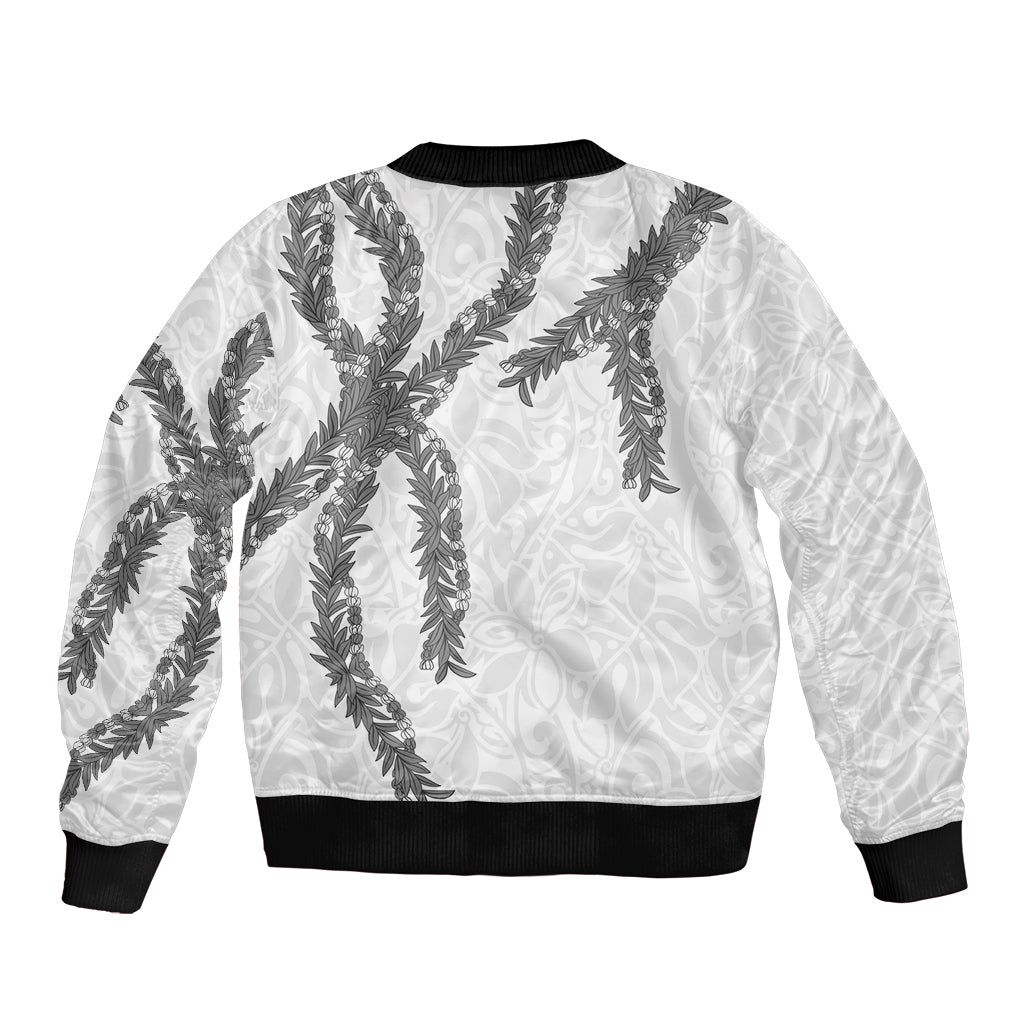 Hawaii Maile Lei Bomber Jacket Aloha The Grey Color LT03 - Polynesian Pride