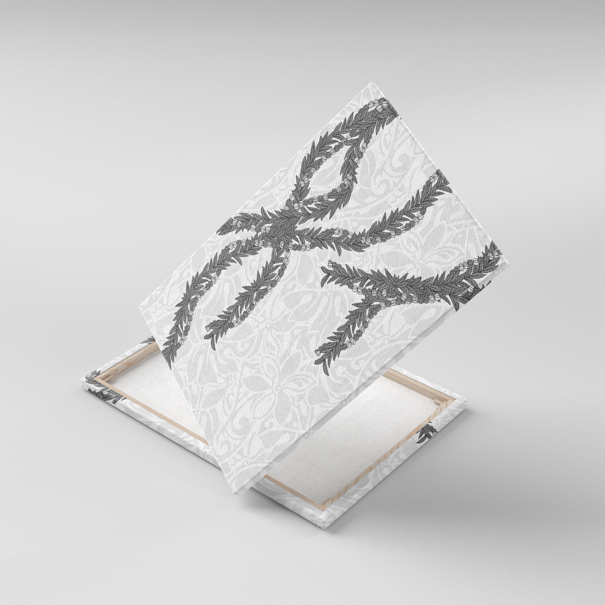 Hawaii Maile Lei Canvas Wall Art Aloha The Grey Color