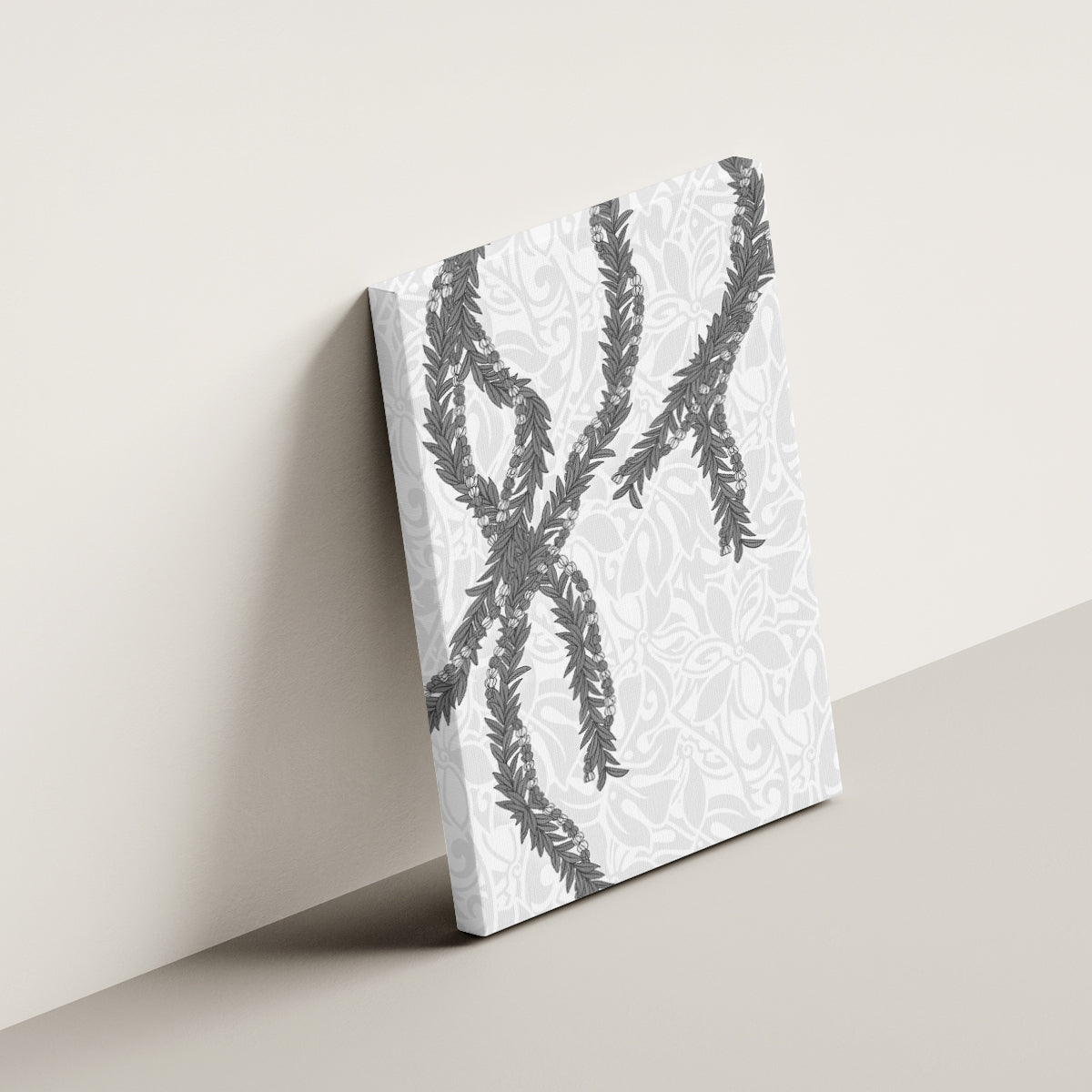 Hawaii Maile Lei Canvas Wall Art Aloha The Grey Color