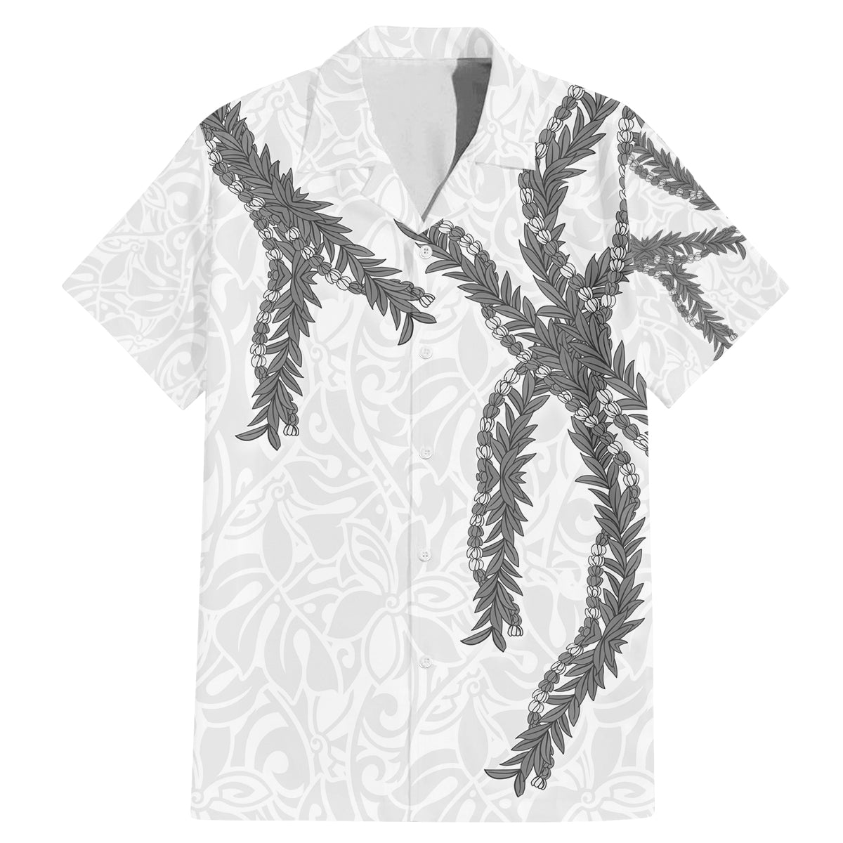 Hawaii Maile Lei Family Matching Mermaid Dress and Hawaiian Shirt Aloha The Grey Color