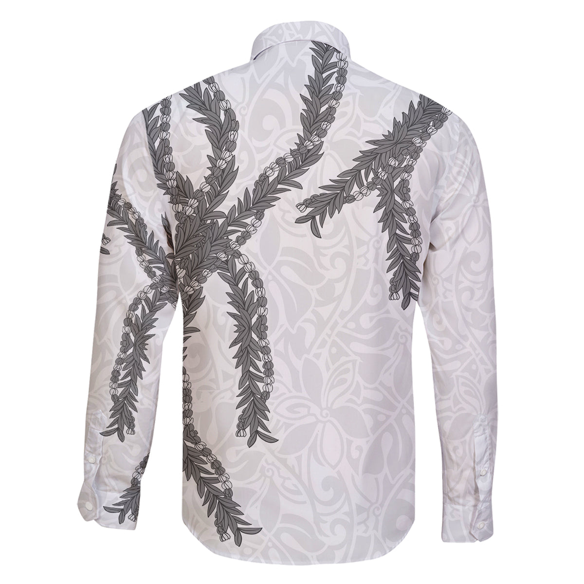 Hawaii Maile Lei Family Matching Off The Shoulder Long Sleeve Dress and Hawaiian Shirt Aloha The Grey Color LT03 - Polynesian Pride
