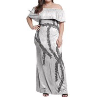 Hawaii Maile Lei Off Shoulder Maxi Dress Aloha The Grey Color