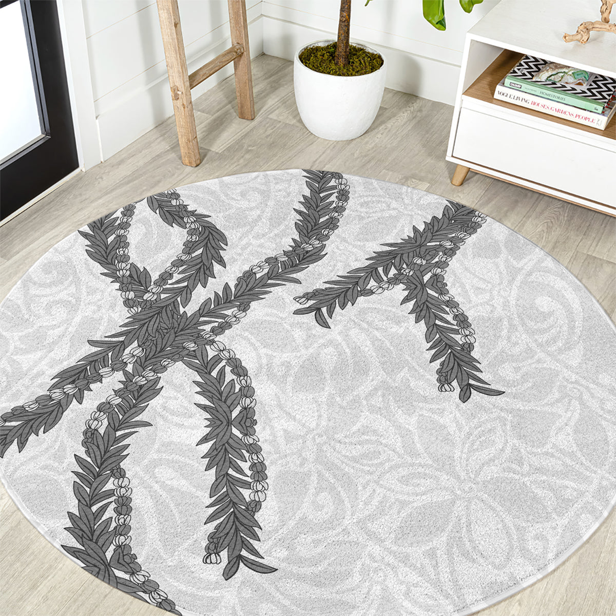 Hawaii Maile Lei Round Carpet Aloha The Grey Color LT03 Grey - Polynesian Pride