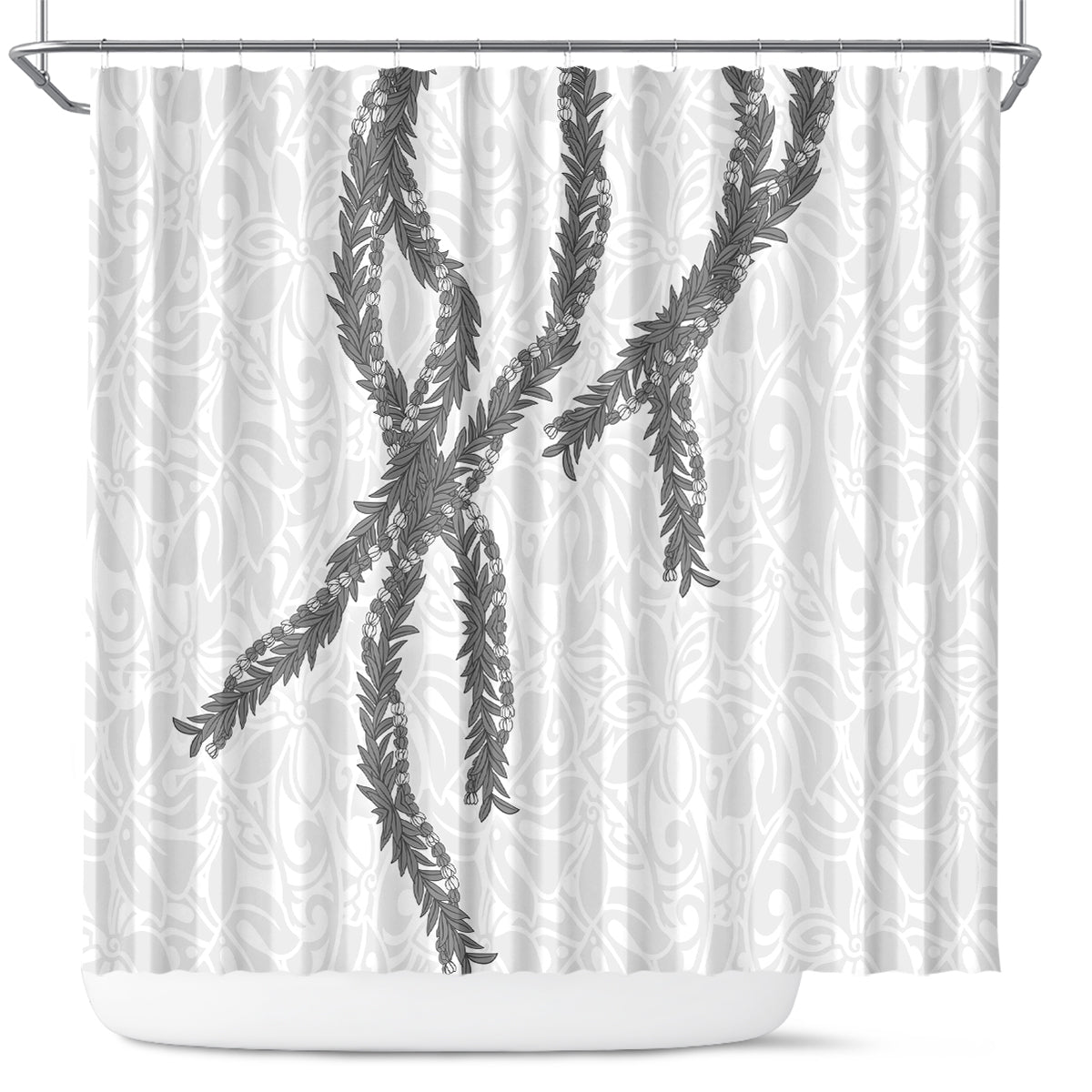 Hawaii Maile Lei Shower Curtain Aloha The Grey Color LT03 Grey - Polynesian Pride