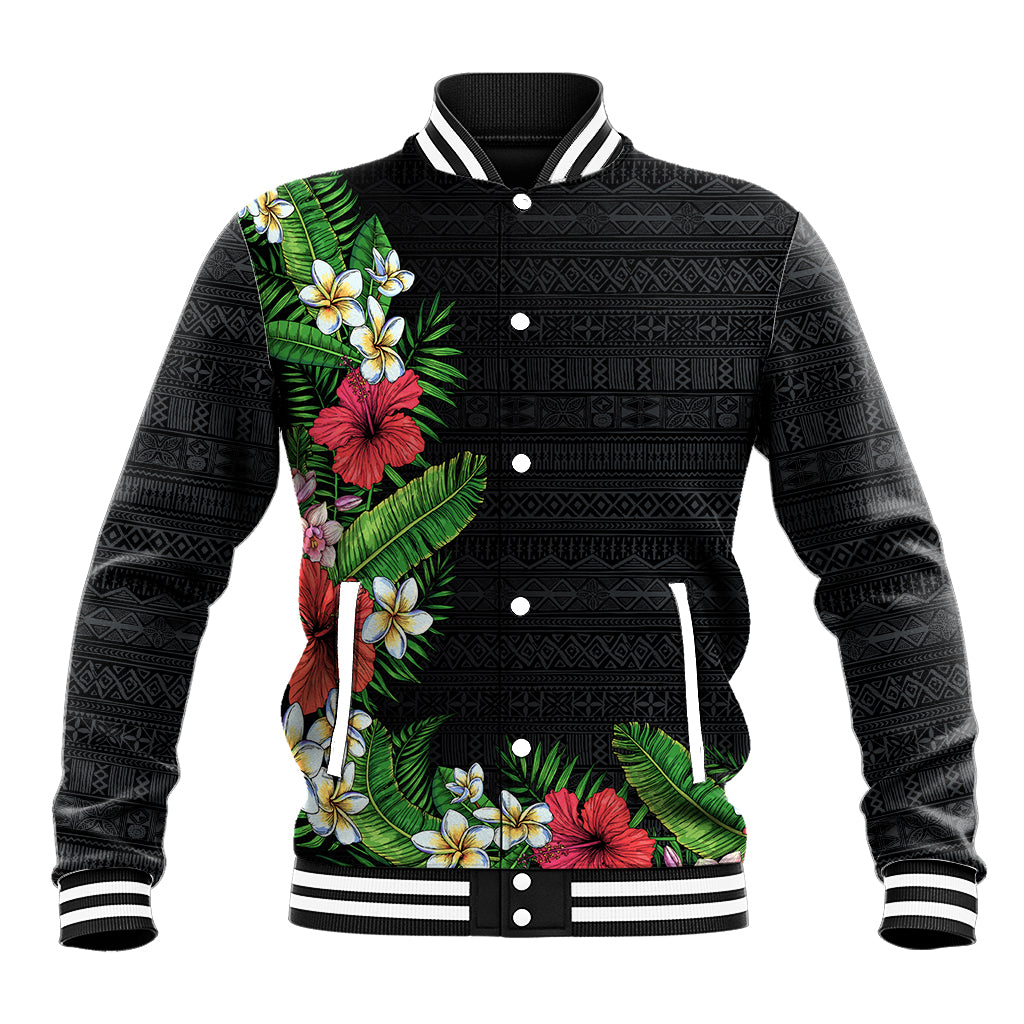 Hawaii Tropical Flowers and Leaves Baseball Jacket Tapa Pattern Colorful Mode