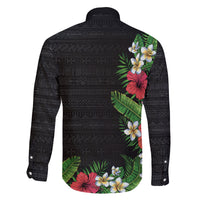 Hawaii Tropical Flowers and Leaves Family Matching Long Sleeve Bodycon Dress and Hawaiian Shirt Tapa Pattern Colorful Mode LT03 - Polynesian Pride
