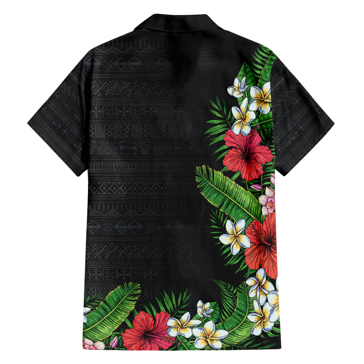 Hawaii Tropical Flowers and Leaves Family Matching Off The Shoulder Long Sleeve Dress and Hawaiian Shirt Tapa Pattern Colorful Mode LT03 - Polynesian Pride