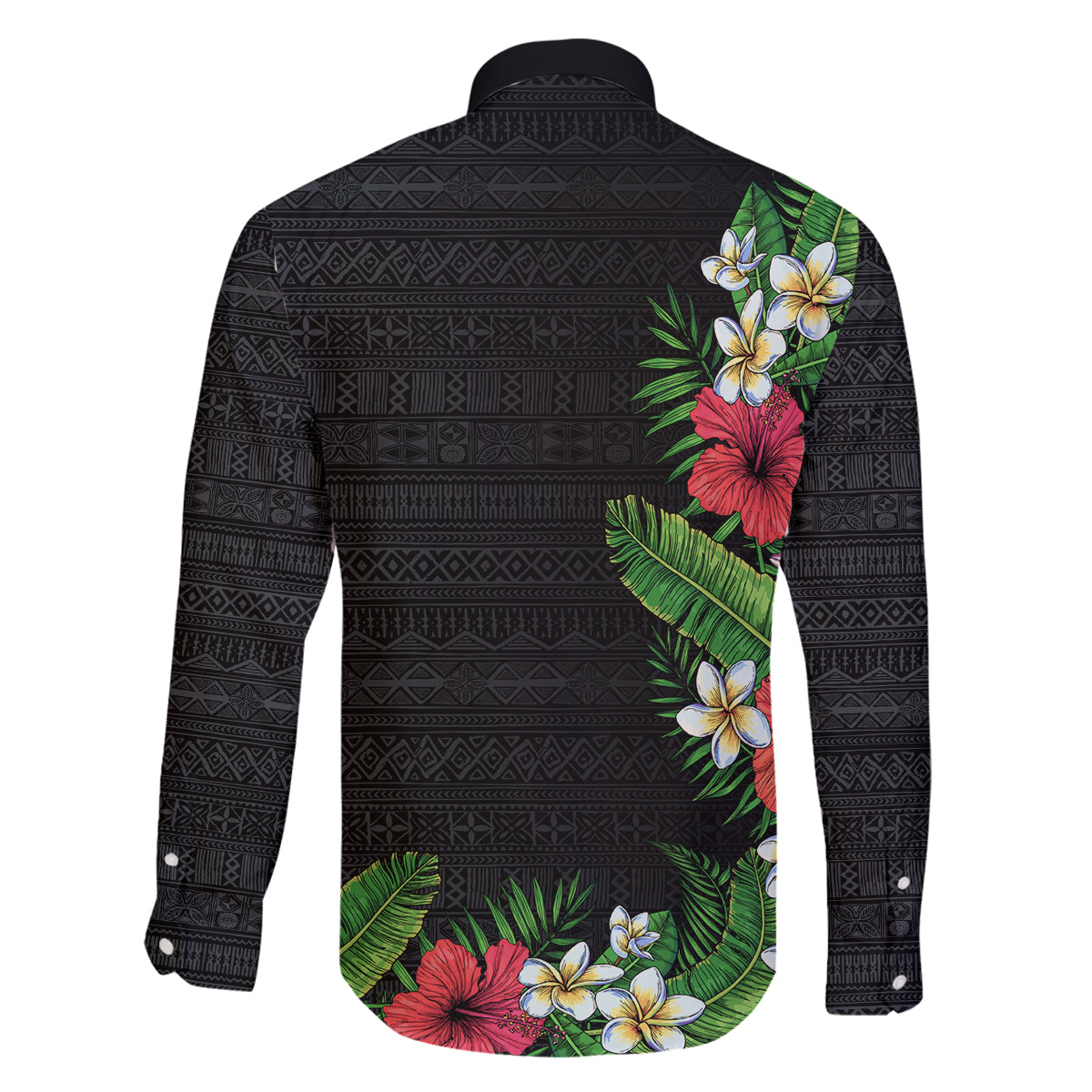 Hawaii Tropical Flowers and Leaves Family Matching Off The Shoulder Long Sleeve Dress and Hawaiian Shirt Tapa Pattern Colorful Mode LT03 - Polynesian Pride