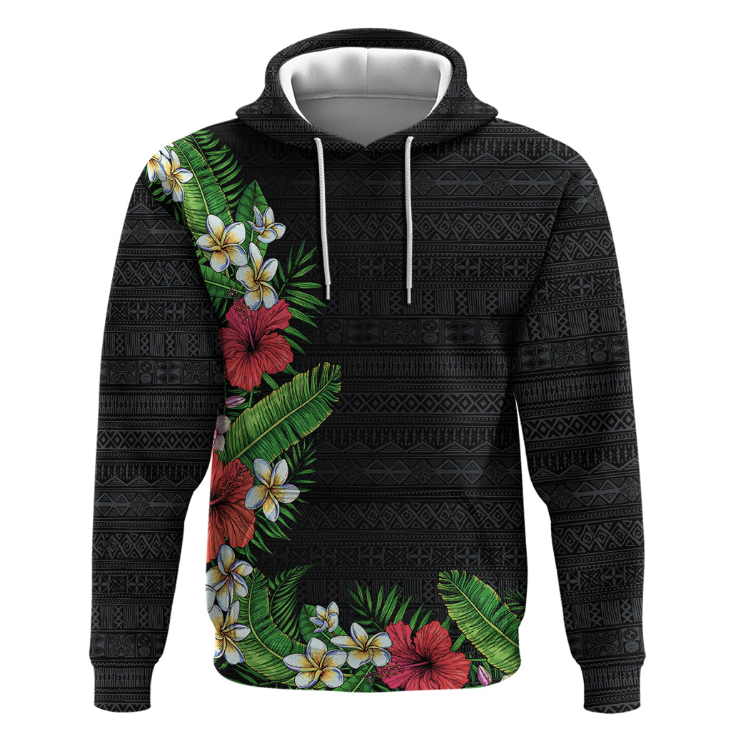 Hawaii Tropical Flowers and Leaves Hoodie Tapa Pattern Colorful Mode