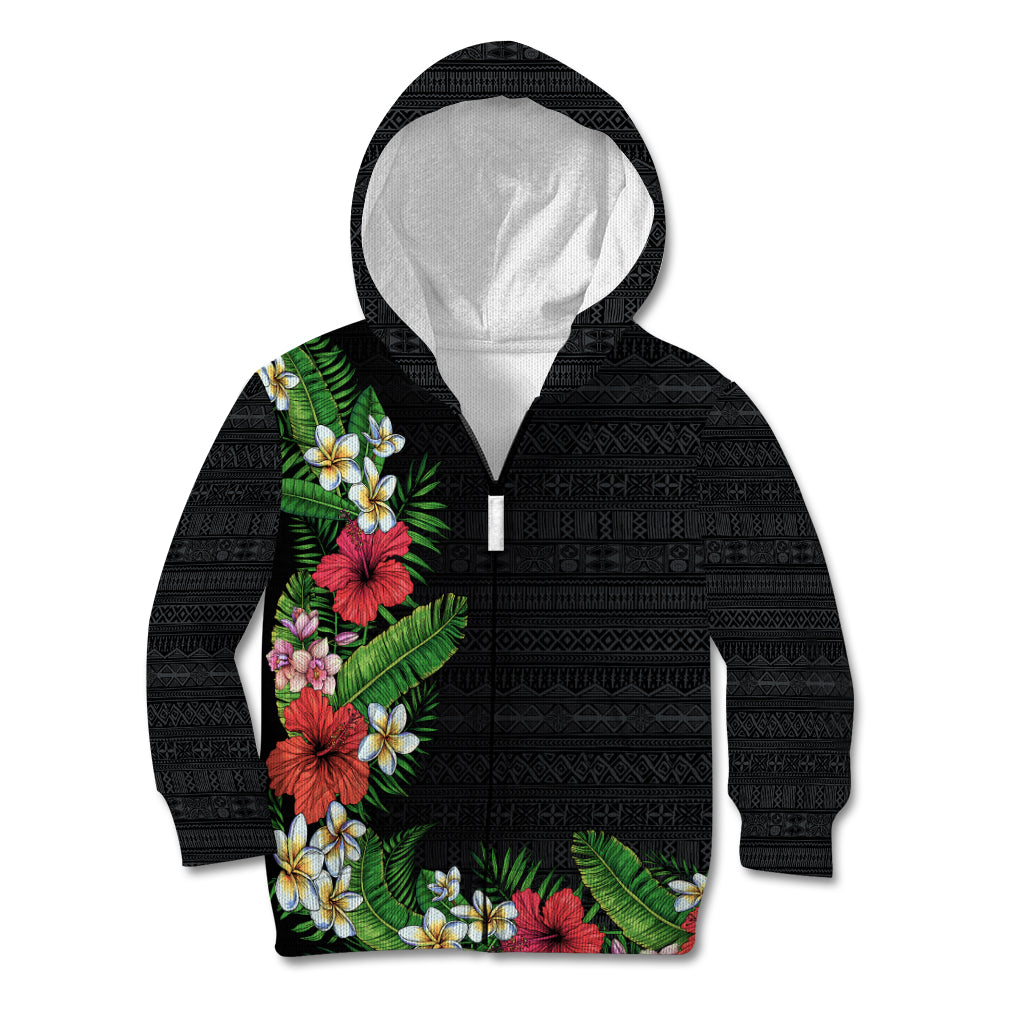 Hawaii Tropical Flowers and Leaves Kid Hoodie Tapa Pattern Colorful Mode