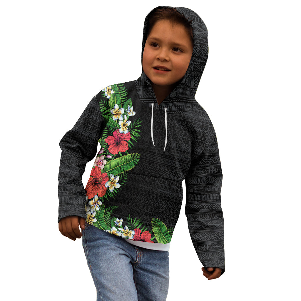 Hawaii Tropical Flowers and Leaves Kid Hoodie Tapa Pattern Colorful Mode