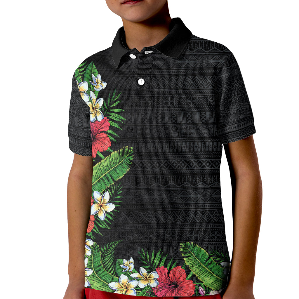 Hawaii Tropical Flowers and Leaves Kid Polo Shirt Tapa Pattern Colorful Mode
