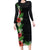 Hawaii Tropical Flowers and Leaves Long Sleeve Bodycon Dress Tapa Pattern Colorful Mode
