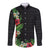 Hawaii Tropical Flowers and Leaves Long Sleeve Button Shirt Tapa Pattern Colorful Mode