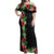 Hawaii Tropical Flowers and Leaves Off Shoulder Maxi Dress Tapa Pattern Colorful Mode