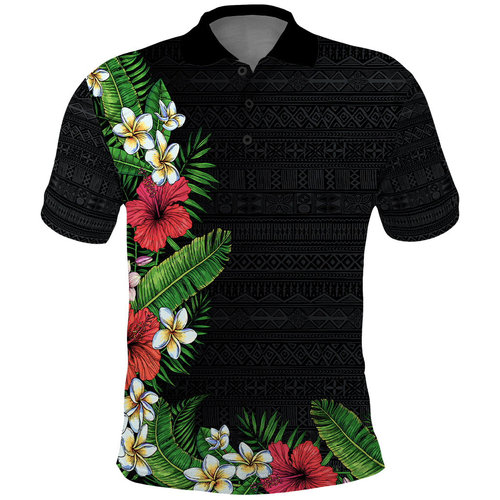 Hawaii Tropical Flowers and Leaves Polo Shirt Tapa Pattern Colorful Mode