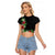 Hawaii Tropical Flowers and Leaves Raglan Cropped T Shirt Tapa Pattern Colorful Mode
