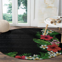 Hawaii Tropical Flowers and Leaves Round Carpet Tapa Pattern Colorful Mode LT03 - Polynesian Pride