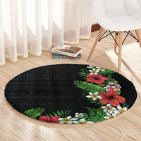 Hawaii Tropical Flowers and Leaves Round Carpet Tapa Pattern Colorful Mode LT03 - Polynesian Pride