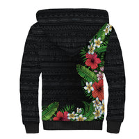 Hawaii Tropical Flowers and Leaves Sherpa Hoodie Tapa Pattern Colorful Mode