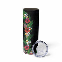 Hawaii Tropical Flowers and Leaves Skinny Tumbler Tapa Pattern Colorful Mode