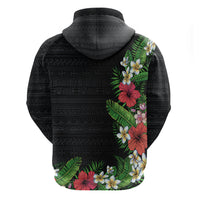 Hawaii Tropical Flowers and Leaves Zip Hoodie Tapa Pattern Colorful Mode
