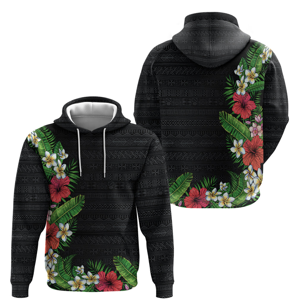 Hawaii Tropical Flowers and Leaves Zip Hoodie Tapa Pattern Colorful Mode