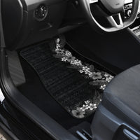 Hawaii Tropical Flowers and Leaves Car Mats Tapa Pattern Grayscale Mode