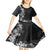 Hawaii Tropical Flowers and Leaves Kid Short Sleeve Dress Tapa Pattern Grayscale Mode